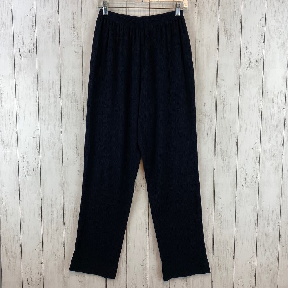 VTG Caroline Rose Black Crinkled Lightweight Straight Leg Pants Size X-Small